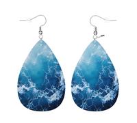 Pendientes De Piel Burbujas Azules Tropicales Olas Del Mar Tormenta Decoración De Ropa Pendientes De Piel Para Para Mujeres Y Niñas Vida Cotidiana