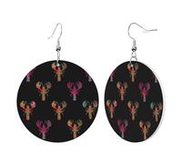 Pendientes De Piel Cangrejo De Río Tropical Con Estampado Tie-Dye Genérico Decoración De Ropa Pendientes De Piel Para Vida Cotidiana Vacaciones