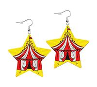 Pendientes De Piel Carpa De Circo Estrella Textura De Lujo Ligera Pendientes De Cuero En Forma De Lágrima Modernos Para Decoración De Ropa Para Mujeres Y Niñas