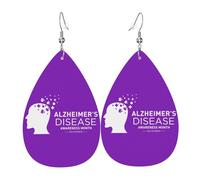 Pendientes De Piel Cinta Morada Del Mes De Concientización Sobre La Enfermedad De Alzheimer Aretes De Lujo Decoración De Ropa Para Vida Cotidiana Para Mujeres Y Niñas