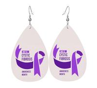 Pendientes De Piel Cinta Morada Del Mes De Concientización Sobre La Fibrosis Quística Moda Aretes De Cuero Con Forma De Lágrima Textura Ligera De Lujo Para Vacaciones Decoración De Ropa