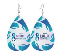 Pendientes De Piel Cinta Morada Del Mes De Concientización Sobre La Prevención Del Suicidio Pendientes De Cuero En Forma De Lágrima Moda Para Adecuados Para Fiestas Decoración De Ropa