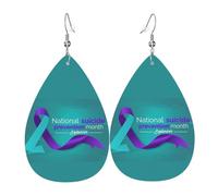 Pendientes De Piel Cinta Morada Del Mes De Concientización Sobre La Prevención Del Suicidio Pendientes De Cuero En Forma De Lágrima Textura De Lujo Ligera Para Decoración De Ropa Vida Cotidiana