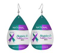 Pendientes De Piel Cinta Morada Y Verde Para Concientización Sobre Hospicio Y Cuidados Paliativos Modernos Aretes De Cuero Con Forma De Lágrima Para Mujer Para Adecuados Para Fiestas Vacaciones