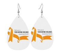 Pendientes De Piel Cinta Naranja Del Mes De Concientización Sobre La Violencia En El Noviazgo Pendientes De Cuero En Forma De Lágrima Decoración De Ropa Para Para Mujeres Y Niñas Vacaciones