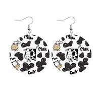 Pendientes De Piel Círculo De Leche De Vaca Mugido Textura Ligera De Lujo Pendientes De Cuero En Forma De Lágrima Textura De Lujo Ligera Para Decoración De Ropa Adecuados Para Fiestas