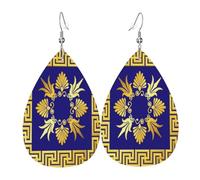 Pendientes De Piel Clave Geométrica Griega Dorada Retro Pendientes De Piel Textura Ligera De Lujo Para Adecuados Para Fiestas Vida Cotidiana