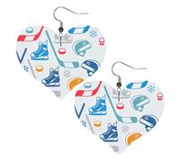 Pendientes de piel con diseño creativo de Hockey Elements en forma de corazón para mujer, accesorios de boda, bailes, uso diario, talla única, Cuero sintético