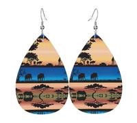 Pendientes de piel con diseño de animales salvajes africanos para mujer, juego de aretes de cuero perforados en forma de lágrima para cumpleaños, Navidad, regalos para mujer