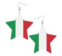Pendientes de piel con diseño de bandera de Italia, en forma de estrella, accesorios ligeros y elegantes para fiestas, bailes y la vida cotidiana.