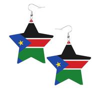Pendientes de piel con diseño de bandera de Sudán del Sur, accesorios ligeros y elegantes para fiestas, bailes y la vida cotidiana.