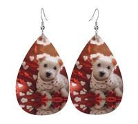 Pendientes de piel con diseño de cachorro de amor, con forma de gota de agua, adecuados para escenas diarias, fiestas y citas