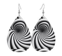 Pendientes de piel con diseño de ilusión óptica en espiral. Elegante forma de lágrima, perfectos para mujeres y una gran opción decorativa para fiestas y vacaciones.