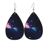 Pendientes de piel con diseño de lágrima con diseño de galaxia del universo, accesorio colgante de gota de agua para fiestas de vacaciones