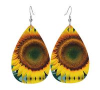 Pendientes de piel con diseño de lágrima con diseño de girasol You Are My Sunshine, accesorio colgante de gota de agua para fiestas de vacaciones