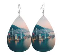 Pendientes de piel con diseño de lágrima de Hong Kong, accesorio colgante de gota de agua para fiestas de vacaciones