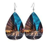 Pendientes de piel con diseño de lágrima de la ciudad de Nueva York, accesorio colgante de gota de agua para fiestas de vacaciones