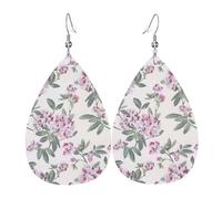 Pendientes de piel con diseño de lágrima de rosa oscura para mujer, con gancho, para fiestas, uso diario, talla única, Cuero