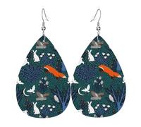 Pendientes de piel con diseño de lágrimas, diseño de animales del bosque, Navidad, Halloween, mujer, regalos de moda, fiestas, amigos, boda