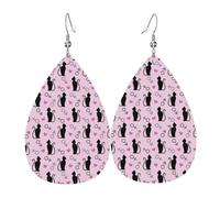 Pendientes de piel con diseño de lágrimas, diseño de gato negro, amor, Navidad, Halloween, mujer, regalos de moda, fiestas, amigas, bodas