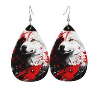 Pendientes de piel con diseño de lágrimas, diseño de lobo de sangre, Navidad, Halloween, mujer, regalos de moda, fiestas, amigas, bodas