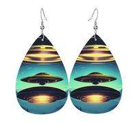 Pendientes de piel con diseño de naves espaciales, accesorios para mujer, adecuados para el uso diario, viajes y viajes.