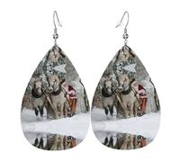 Pendientes de piel con diseño de Papá Noel, para mujer, adecuados para el uso diario, fiestas y citas