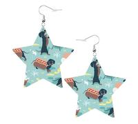 Pendientes de piel con diseño de perritos calientes y limonada, ligeros, para mujer, para fiestas de cumpleaños, talla única, Cuero sintético