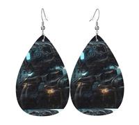 Pendientes de piel con diseño de robot. Elegante forma de lágrima, perfectos para mujeres y una gran opción decorativa para fiestas y vacaciones.