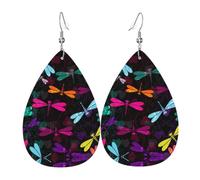 Pendientes de piel con estampado artístico de elefantes, disfraz de lágrima | Pendientes colgantes con forma de lágrima con purpurina para fiestas y niñas