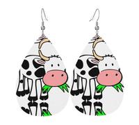 Pendientes de piel con estampado artístico de elefantes, disfraz de lágrima | Pendientes colgantes con forma de lágrima con purpurina para fiestas y niñas