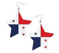 Pendientes de piel con estampado de bandera de Panamá en forma de estrella, accesorios ligeros y elegantes para fiestas, bailes y la vida cotidiana.