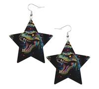 Pendientes de piel con estampado de dinosaurios de colores brillantes, accesorios ligeros y elegantes para fiestas, bailes y la vida cotidiana.
