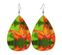 Pendientes de piel con estampado de lirio de tigre, para mujer, adecuados para el uso diario, fiestas y citas