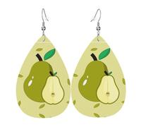 Pendientes de piel con estampado de pera de dibujos animados para mujer, colgante simple en forma de lágrima, elegante regalo de vacaciones