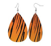 Pendientes de piel con estampado de rayas de tigre para mujer, aretes colgantes de lágrima, accesorios de joyería