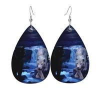 Pendientes de piel con estampado de tigre blanco y panteras negras, para mujer, adecuados para el uso diario, fiestas y citas