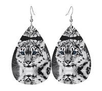 Pendientes de piel con estampado de tigre de nieve, para mujer, adecuados para el uso diario, fiestas y citas