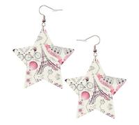 Pendientes de piel con forma de estrella de la Torre Eiffel y una bicicleta, accesorios de moda, ligeros, festivales, fiestas, vida cotidiana, One Size, Cuero, Sin piedra preciosa