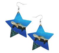 Pendientes de piel con forma de estrella de tortuga submarina bajo el mar, accesorios de moda, ligeros, festivales, fiestas, vida cotidiana, One Size, Cuero, Sin piedra preciosa