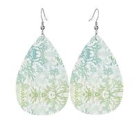 Pendientes de piel con forma de gota de agua de algas marinas y azules verdes, para mujer, accesorios de uso diario, talla única, Cuero sintético