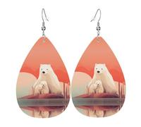 Pendientes de piel con forma de lágrima con diseño de oso polar triste, diseño de alta gama, aretes de lujo ligeros