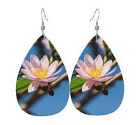 Pendientes de piel con forma de lágrima con estampado de flor de almendro, accesorio colgante de gota de agua para fiestas de vacaciones