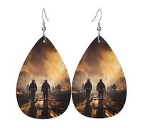 Pendientes de piel con forma de lágrima de bomberos que luchan contra incendios, accesorios para mujer, aretes versátiles adecuados para viajes y viajes.