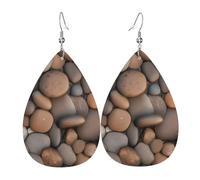 Pendientes de piel con forma de lágrima de Pebbles In The Beach, accesorios para mujer, aretes versátiles adecuados para viajes y viajes.