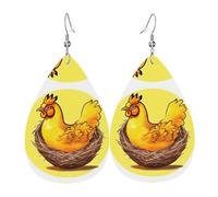 Pendientes de piel con forma de lágrima de pollo dorado con forma de nido de pájaro, decoración de ropa, adecuados para fiestas, vacaciones y vida cotidiana
