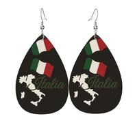 Pendientes de piel con forma de lágrima de silueta italiana, colgante con gancho, para fiestas, uso diario, talla única, Cuero