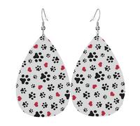 Pendientes de piel con forma de lágrima, diseño de pata de gato, con gancho, a la moda, vintage, fiesta, uso diario, talla única, Cuero