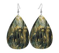 Pendientes de piel con forma de lágrima para mujer, diseño de elefantes africanos, aretes colgantes ligeros de PVC, ganchos de plata 925, impresiones de doble cara, regalo hipoalergénico