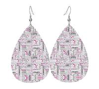 Pendientes de piel con forma de lágrima rosa para mujer, con gancho, estilo vintage, para fiestas, uso diario, talla única, Cuero